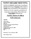 Town Board Meeting Notice
